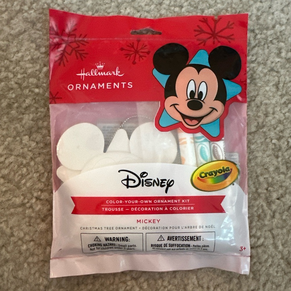 Hallmark Ornaments Disney + Crayola Mickey Mouse Color Your Own Ornament Kit NEW